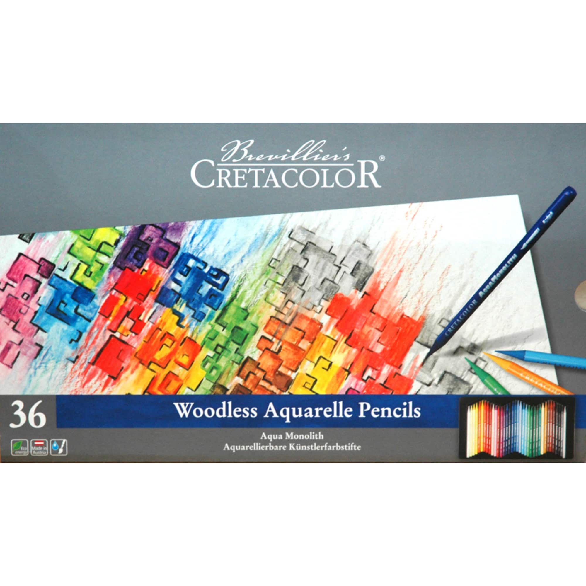 Cretacolor 36 Color Aqua Monolith Woodless Aquarelle Pencil Set